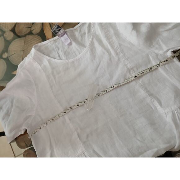 Match Point USA Linen tunic top dress half sleeve Medium White never worn - Picture 7 of 13